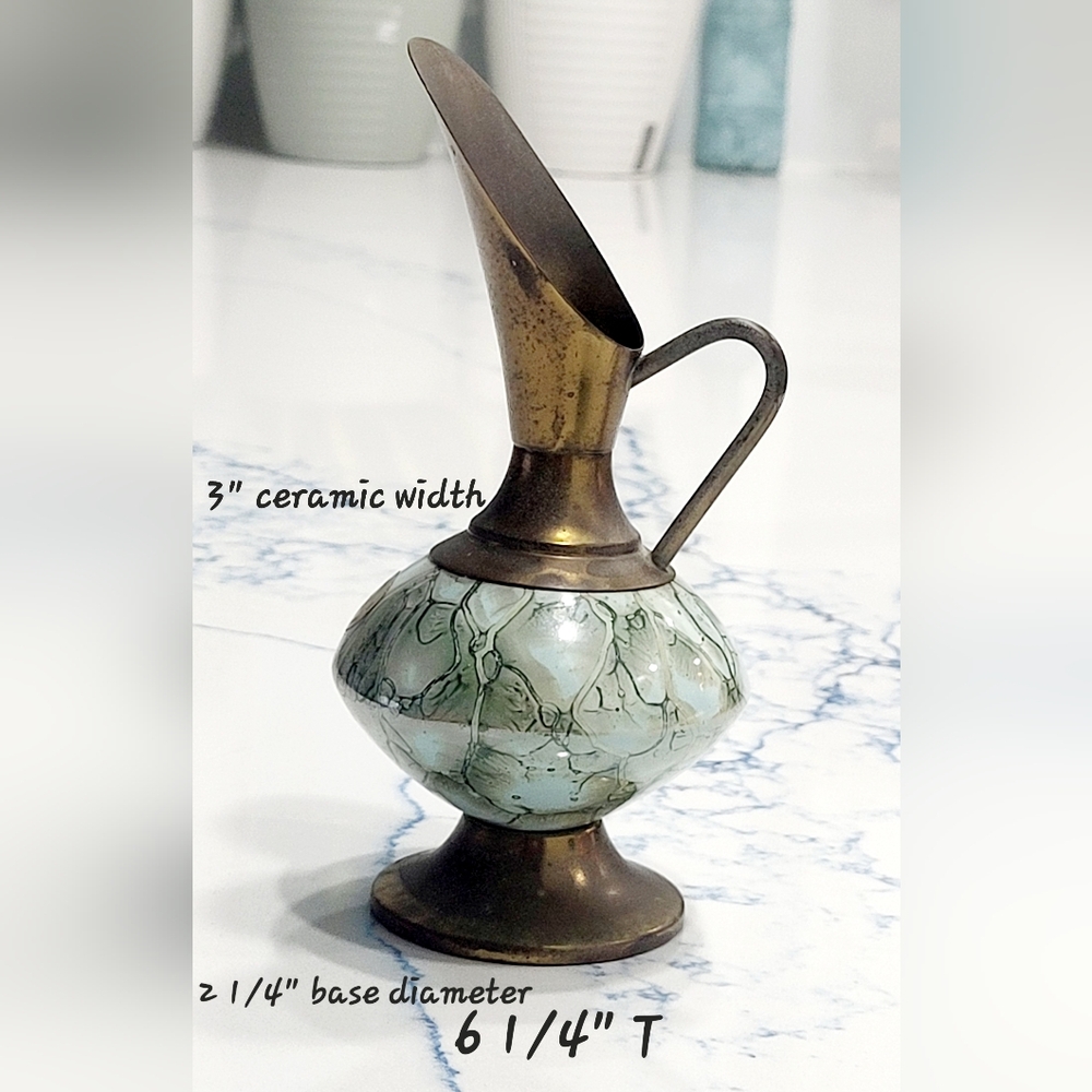 Vintage Delft Brass Ewer/Ceramic Pitcher